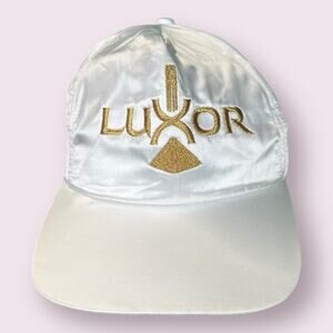 Vintage 90s Luxor Casino Las Vegas Strapback Hat Shiny White
